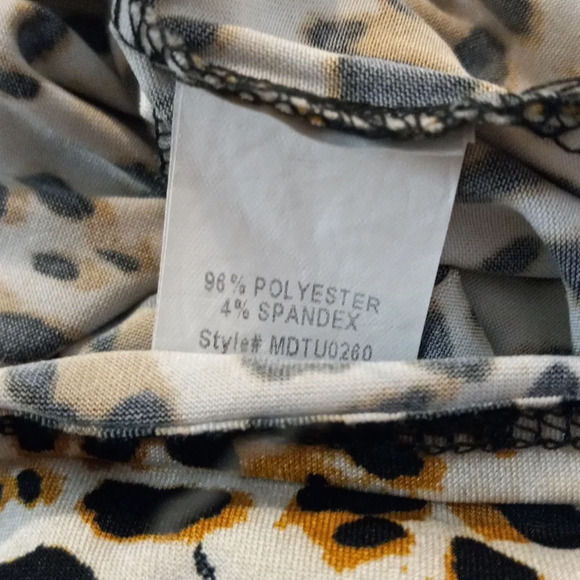 NY Collection Women's SS Cheetah Print Twist Blouse Sz S - Picture 8 of 9